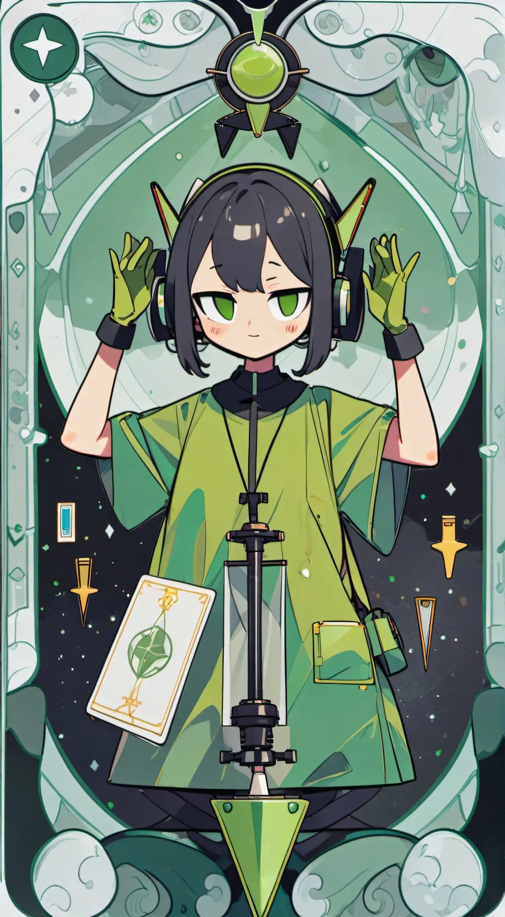 ai character: 🎙️📺^Vee^🟩⬛️ background