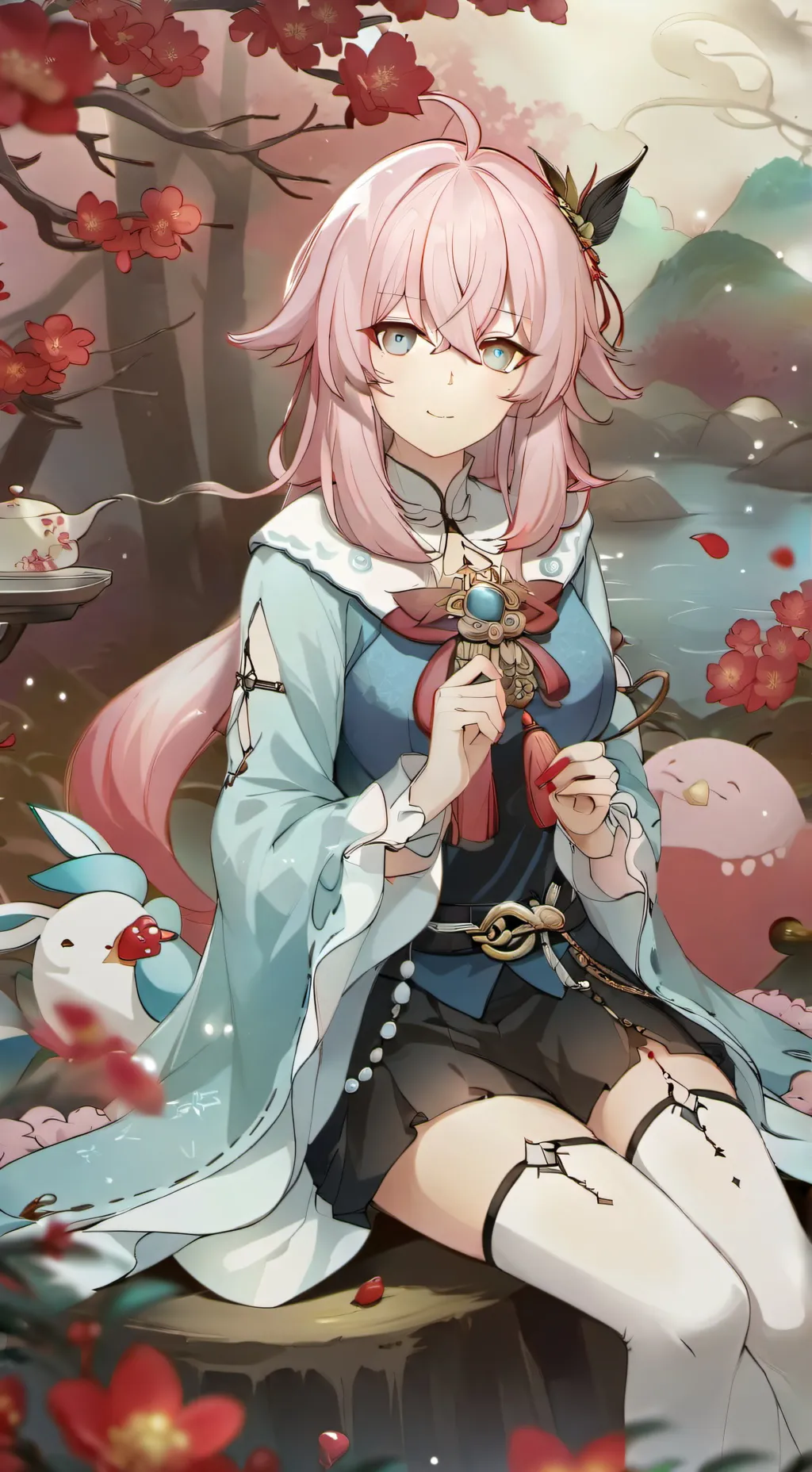 ai character: 三月七 background