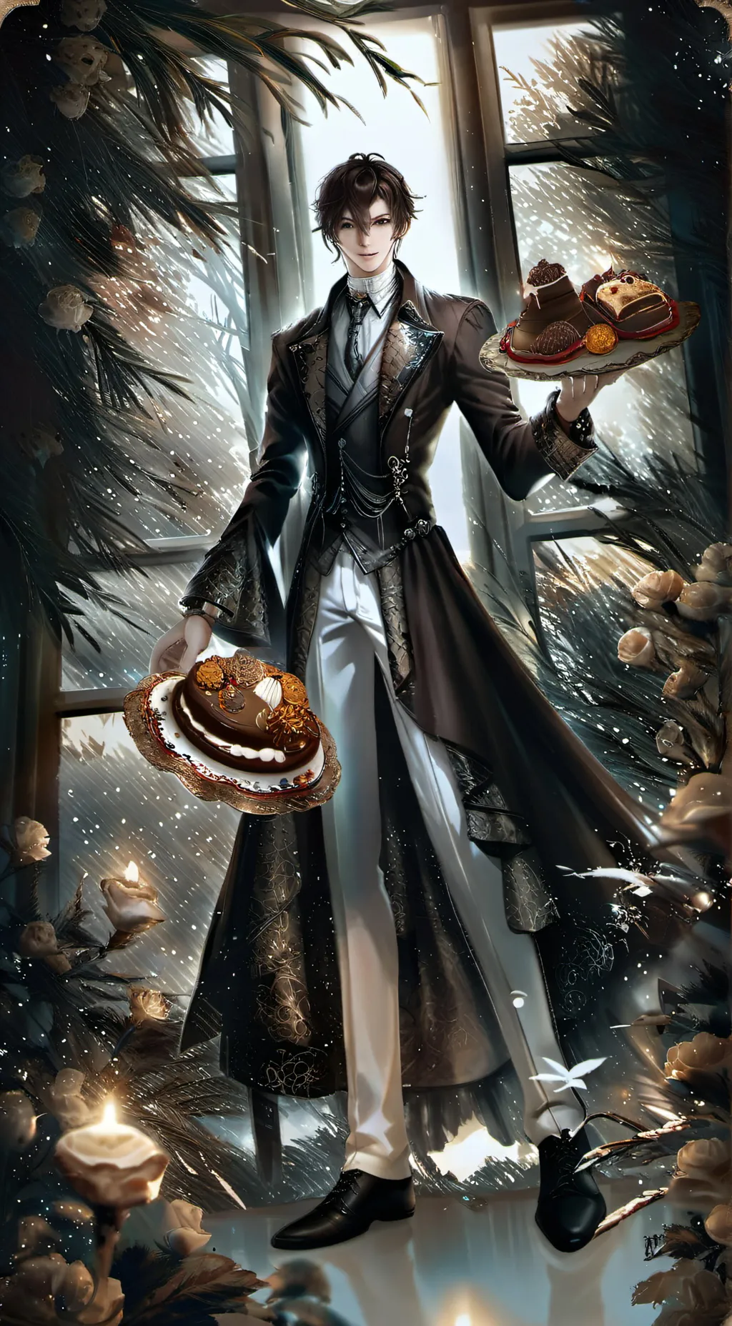 ai character: Shadow milk cookie background