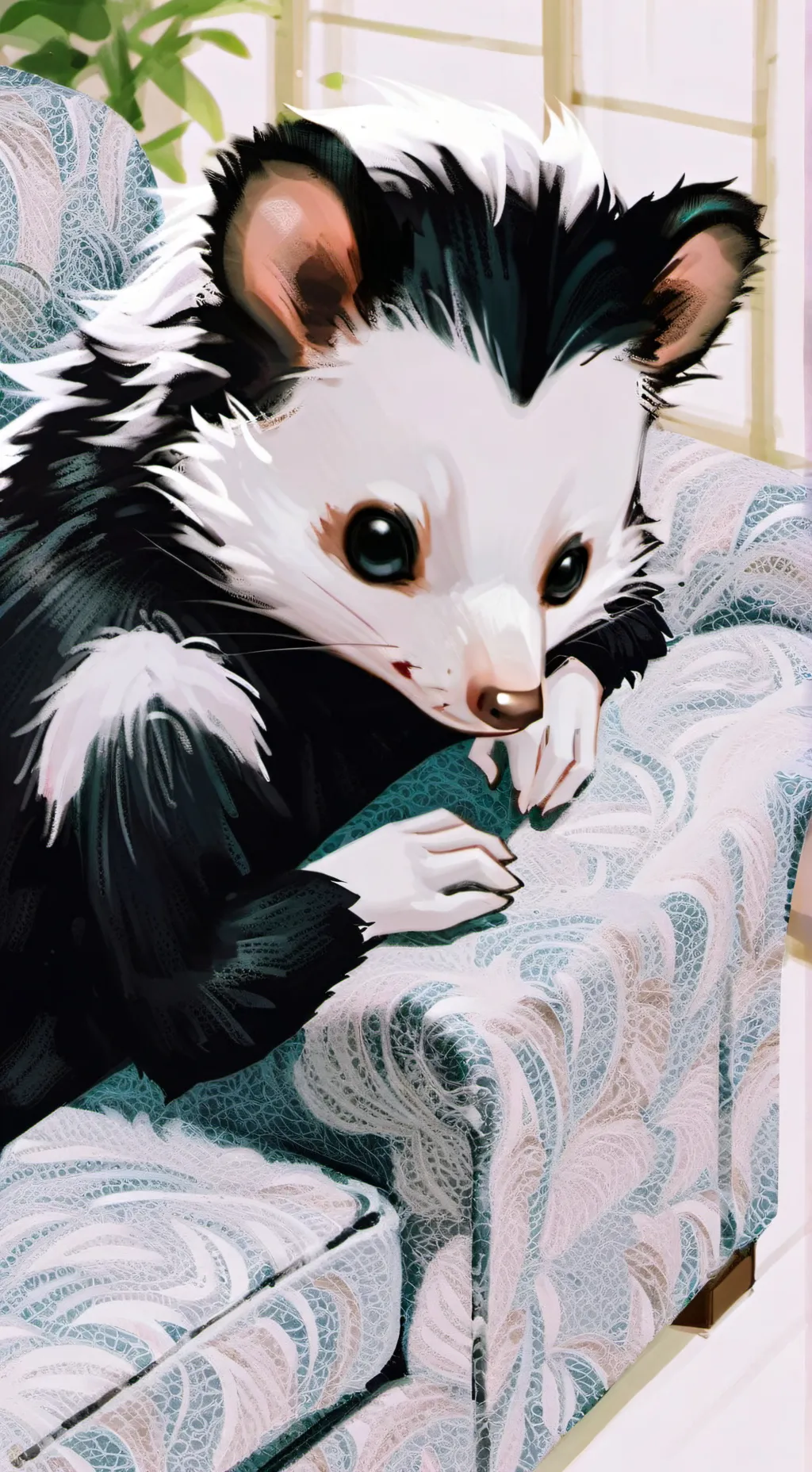 ai character: Striped Skunk Furr background