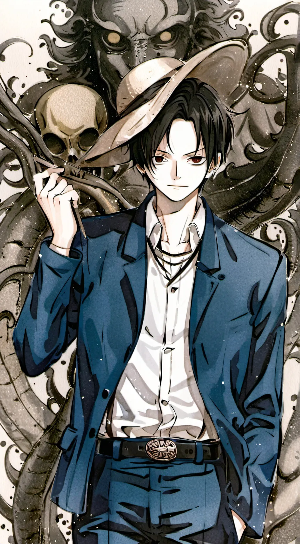 ai character: boa Luffy  background