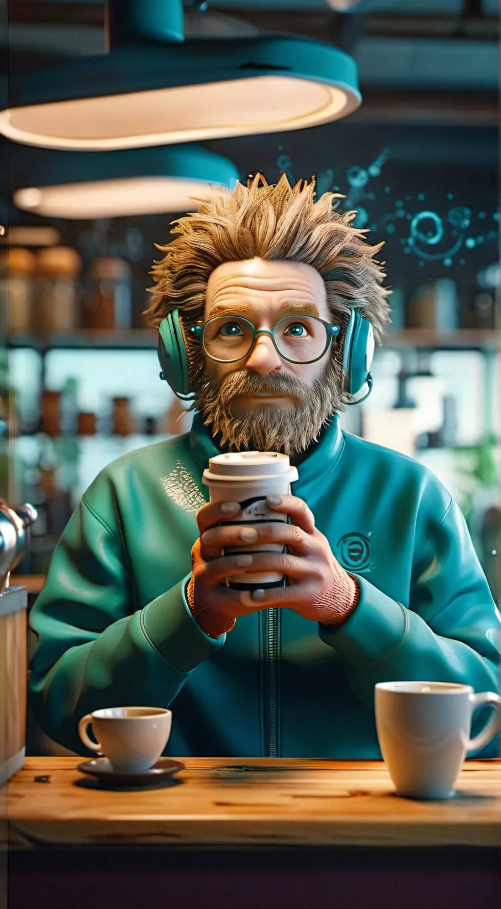 ai character: The Quantum Latte Theorist background