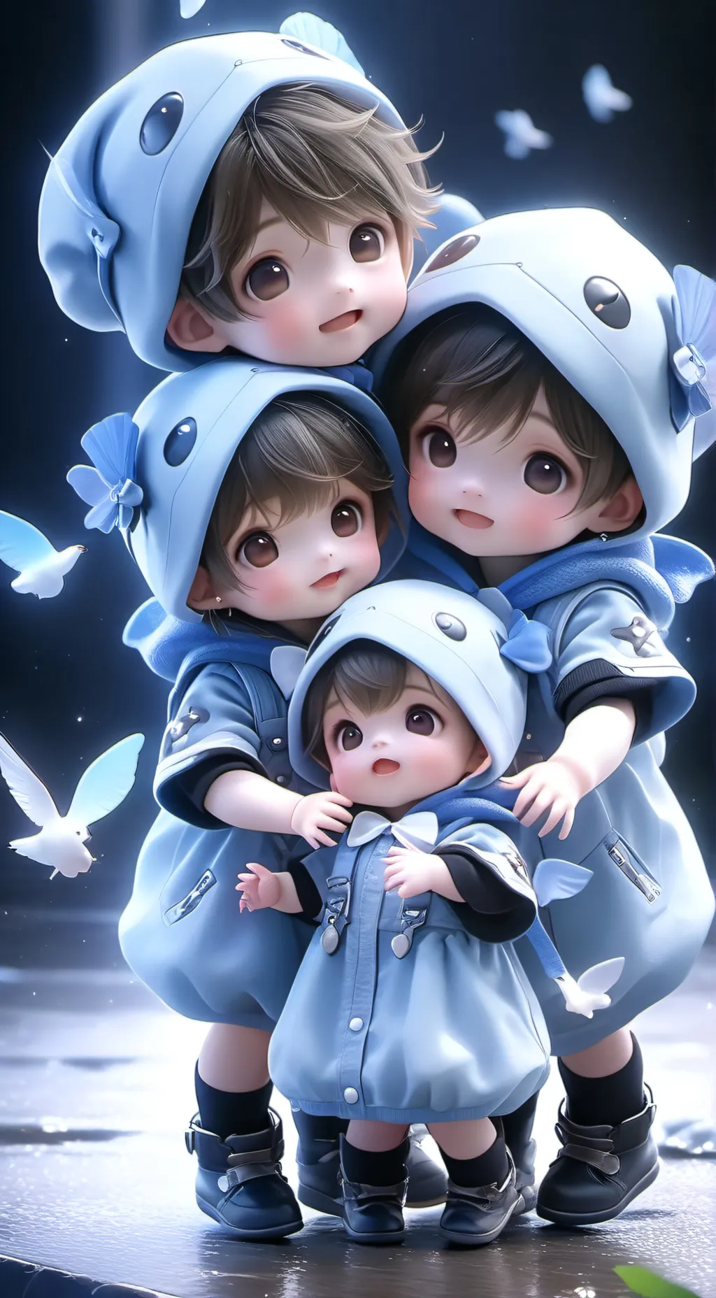 ai character: 4 babies background