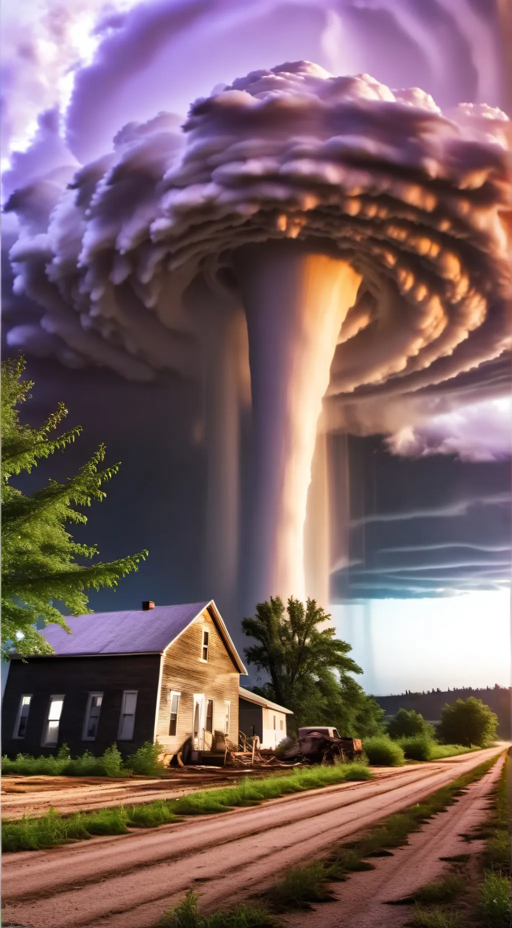 ai character: tornado disaster background