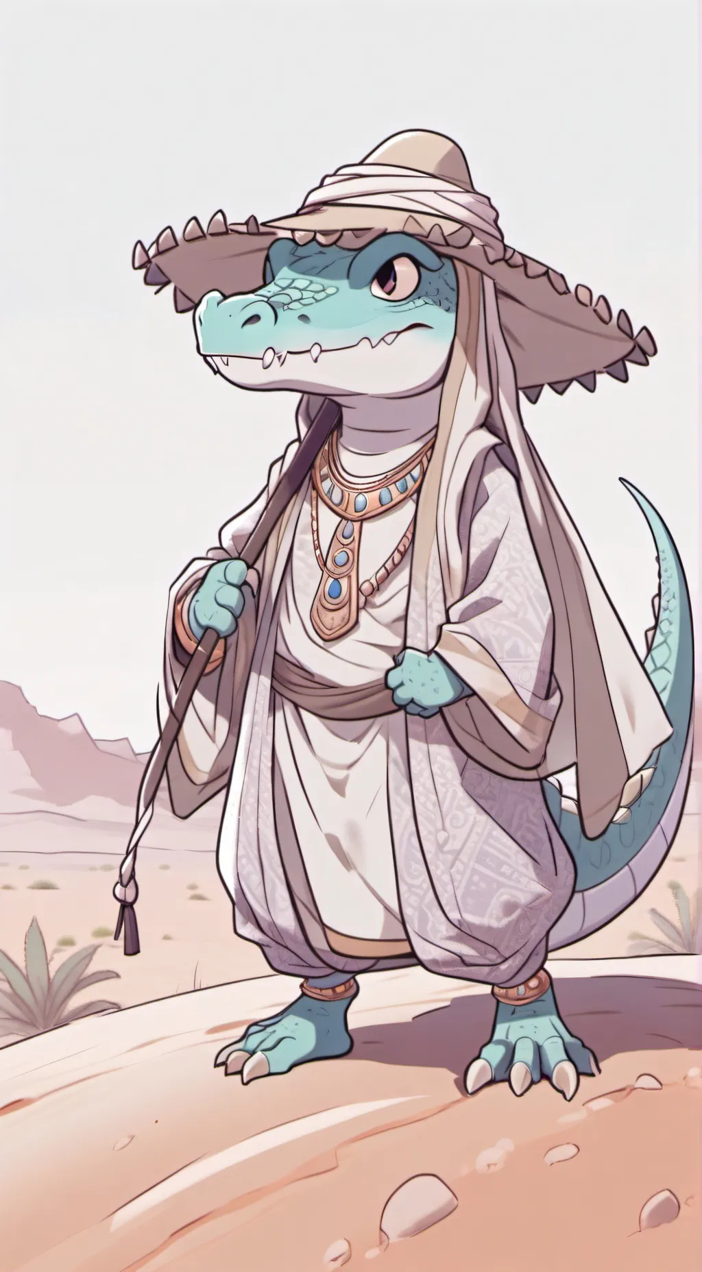 ai character: coccodrillo arabo  background