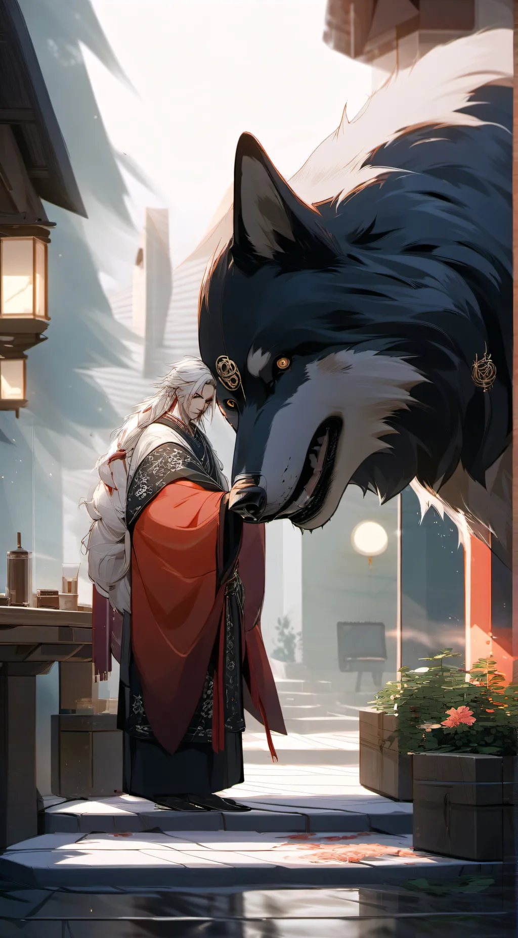 ai character: Baby wolf girl background