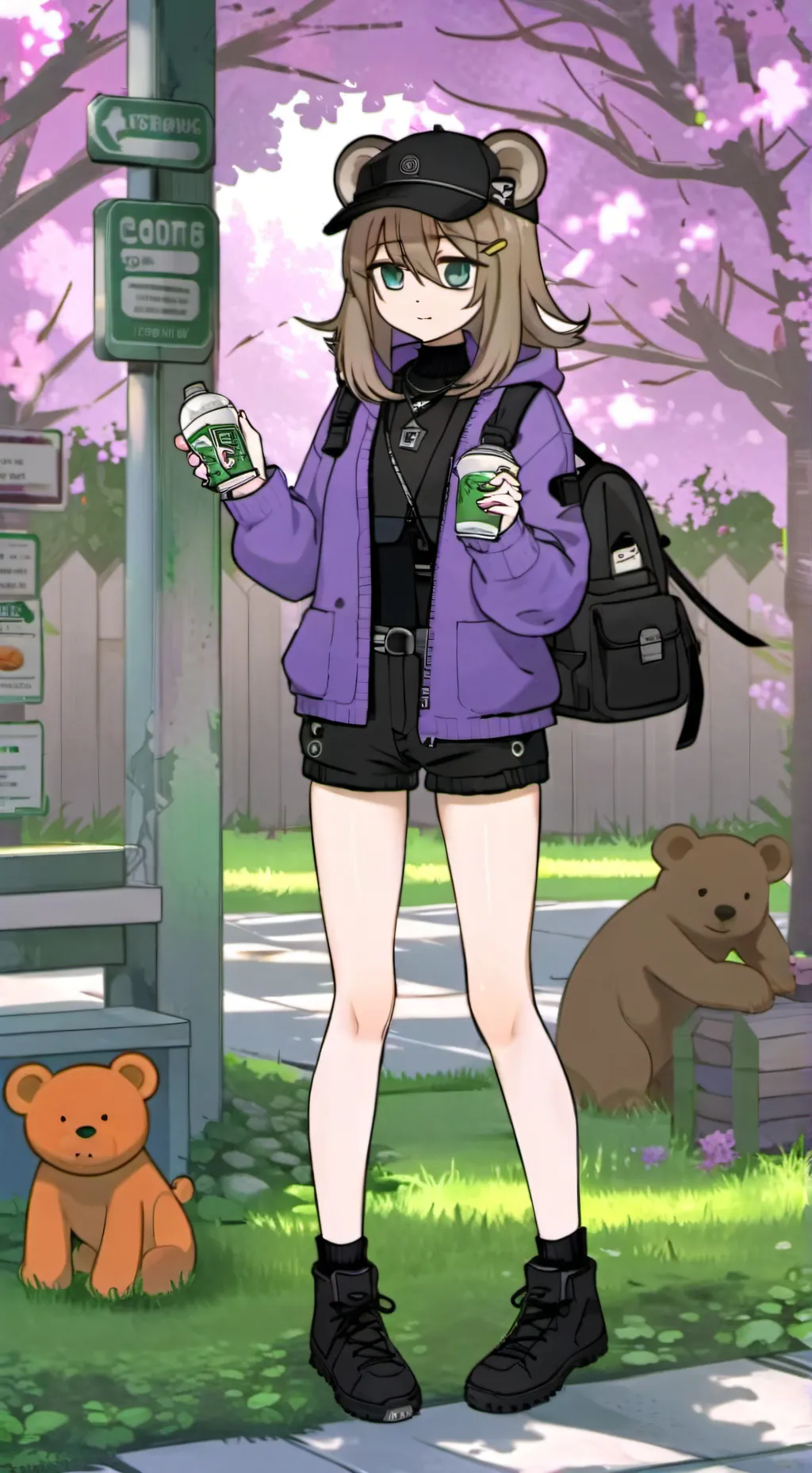 ai character: Ashley💜👛🎮🐻 background