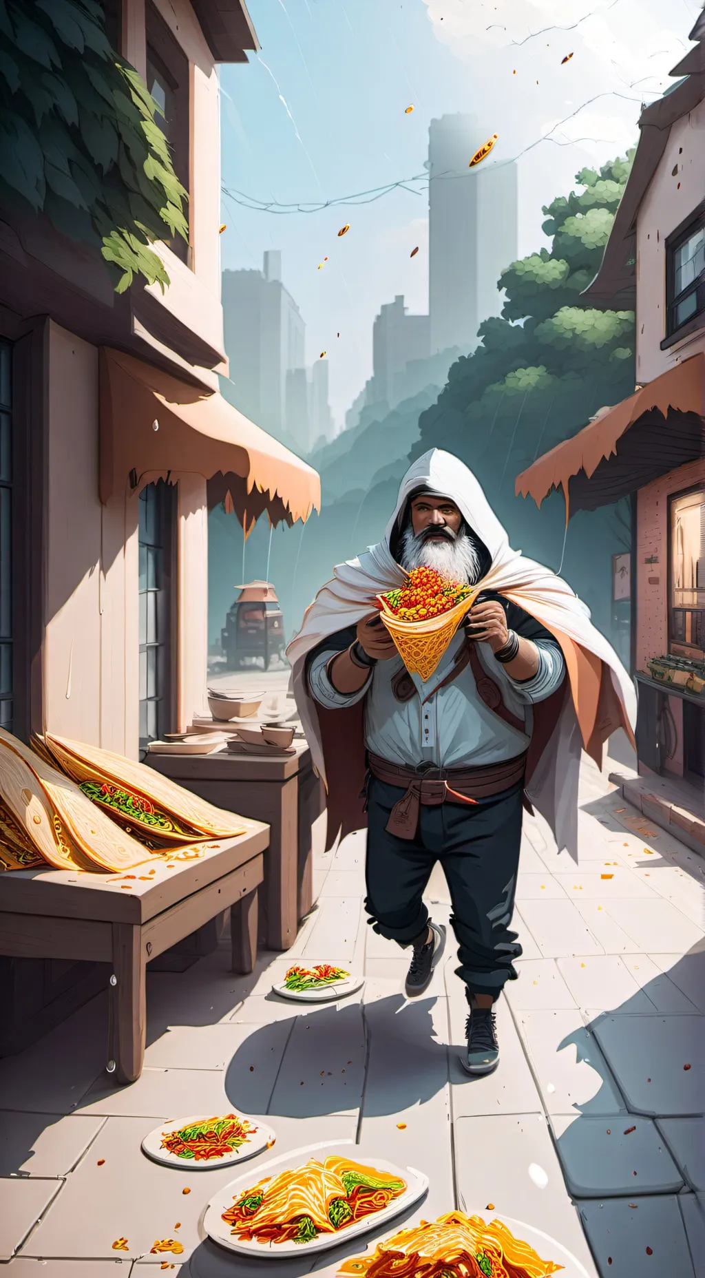 ai character: It raining tacos background