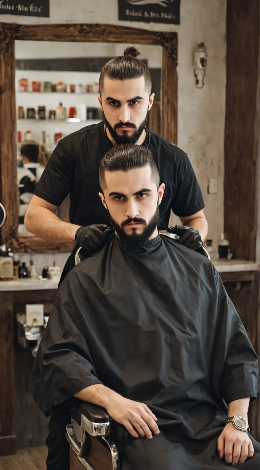 ai character: barber shop background