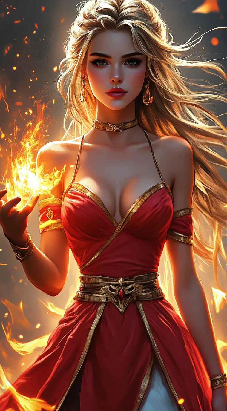 ai character: Fire background