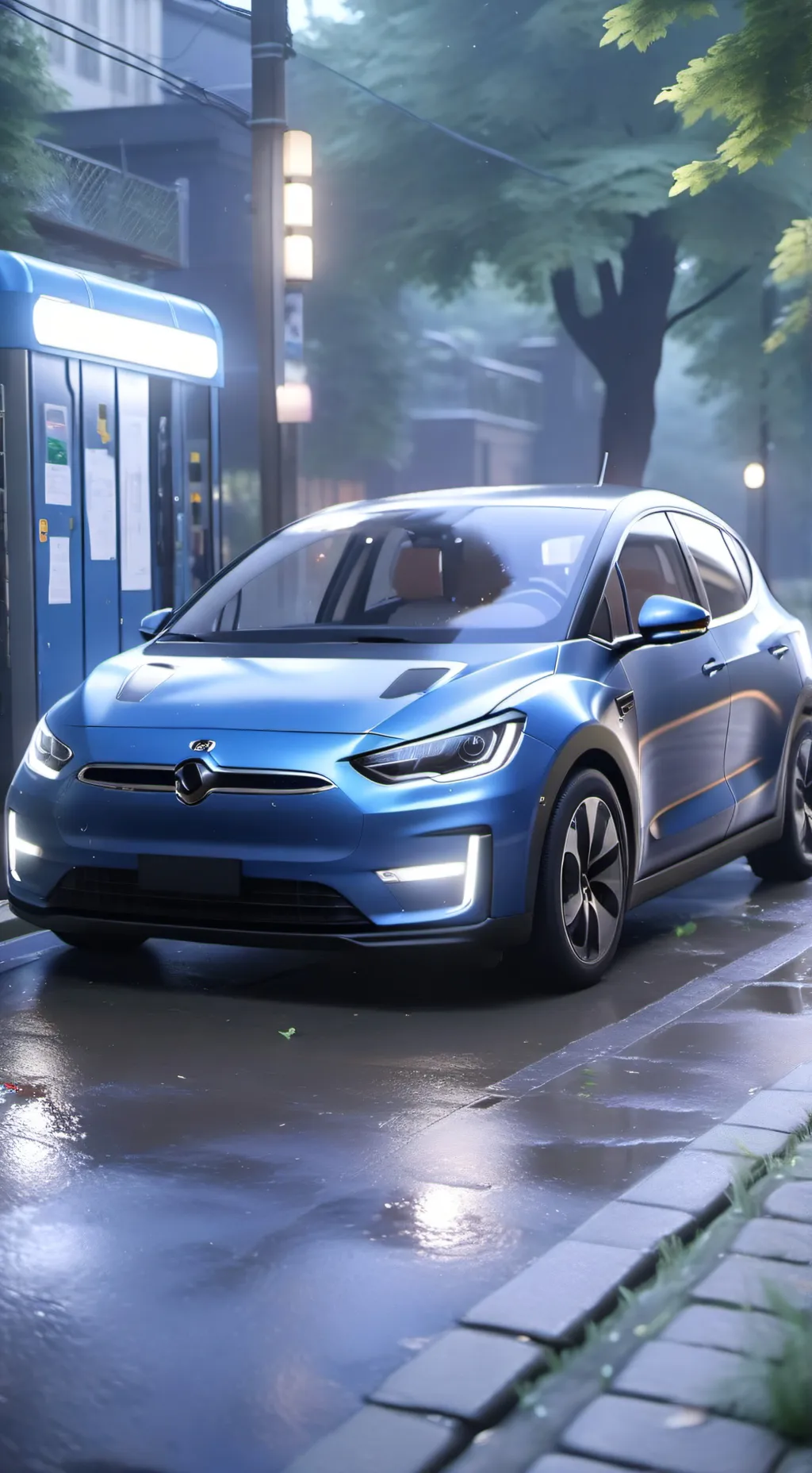 ai character: Electric car background