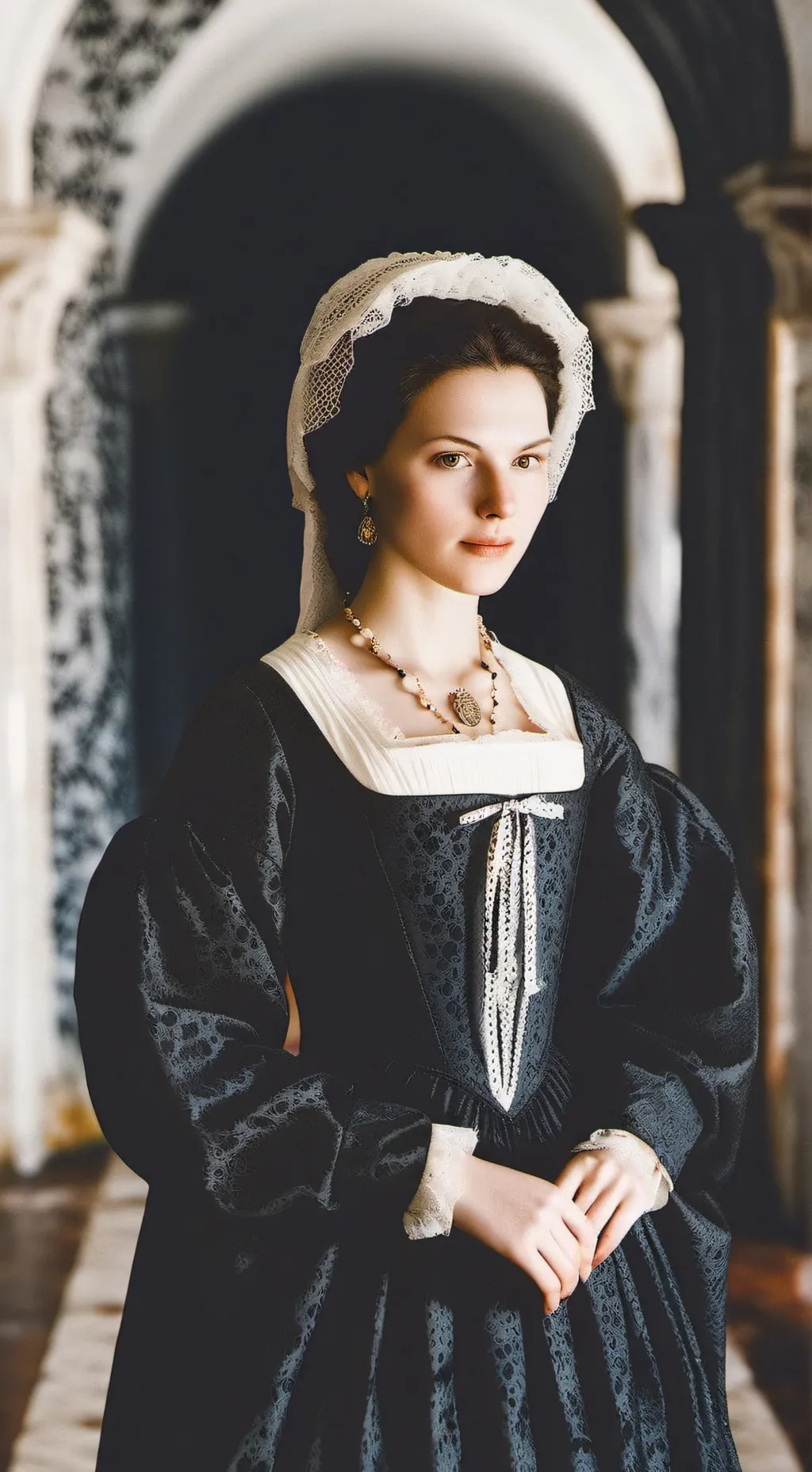 ai character: female ghost background