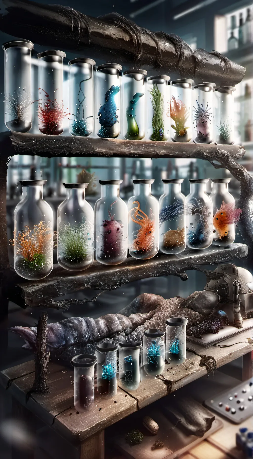 ai character: The tubes of life background