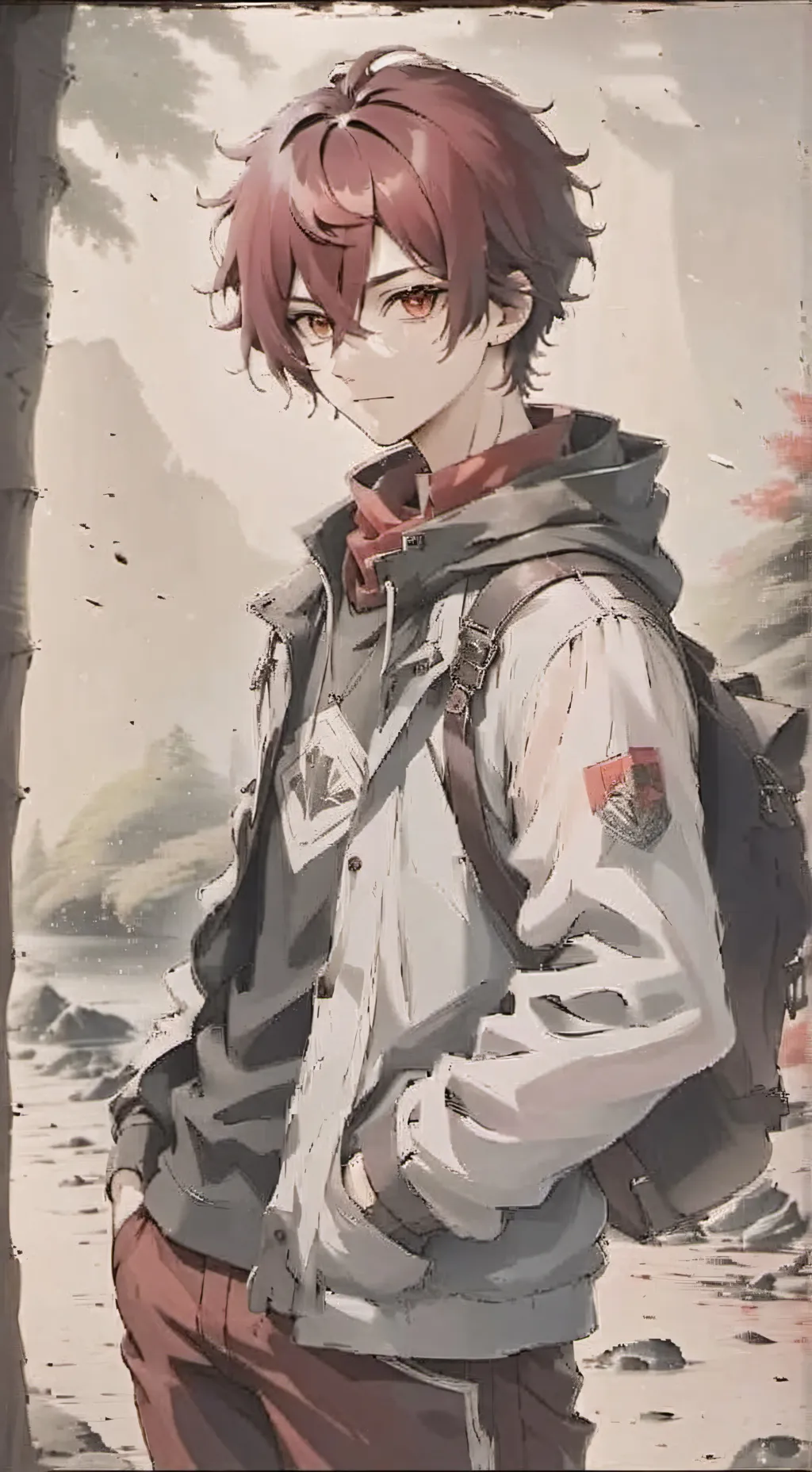 ai character: mha Red et Blue 3 background