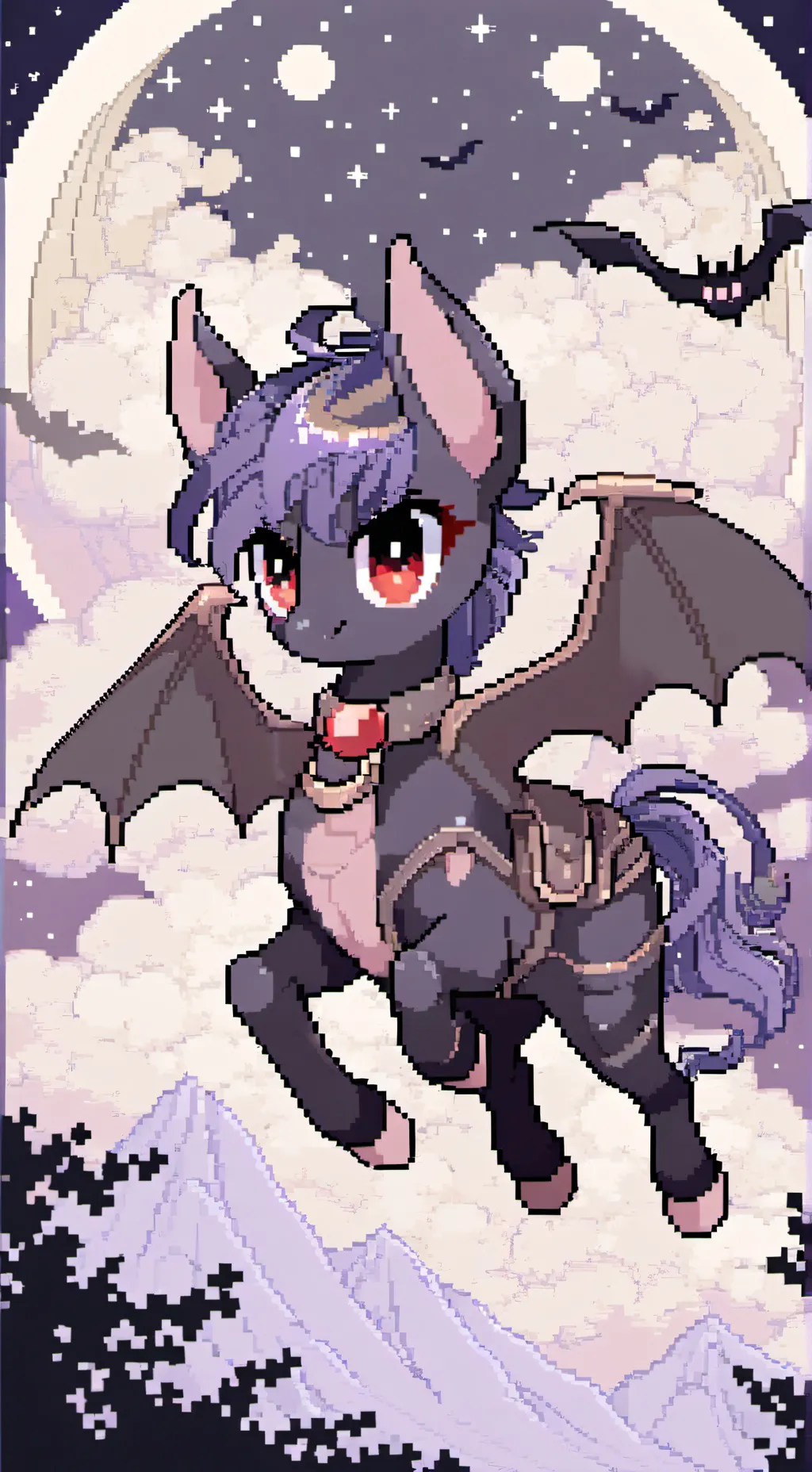 ai character: Bat-pony twilight  background