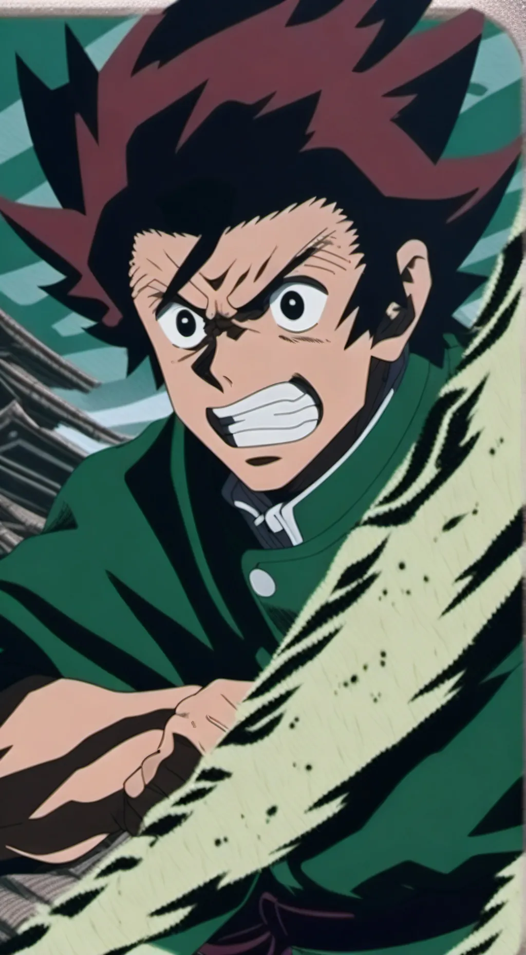 ai character: Tanjiro snaps... background