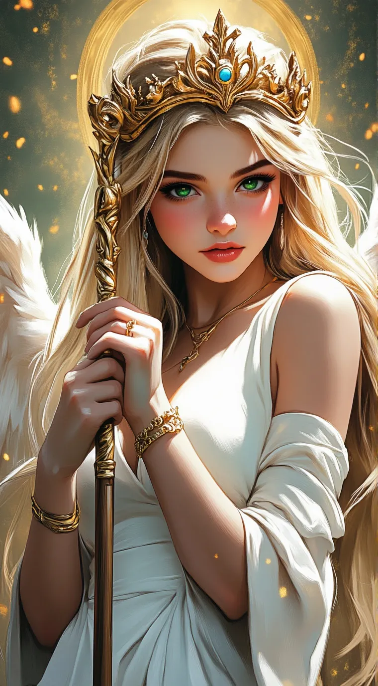 ai character: Goddess angel  background