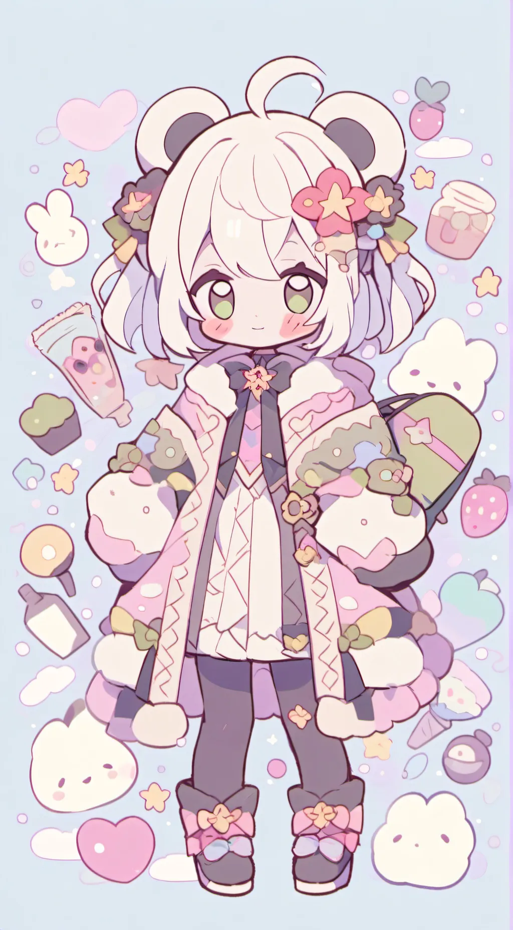 ai character: candy apple cookie background