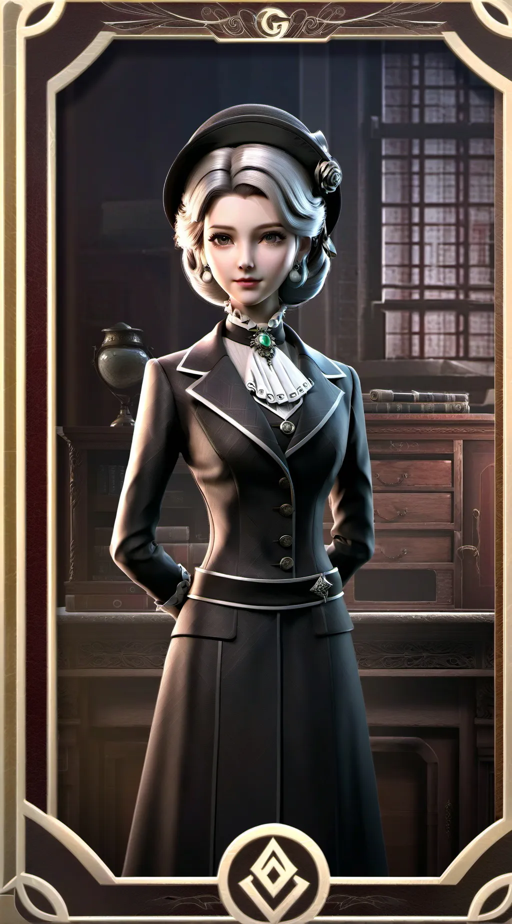 ai character: TV woman  background