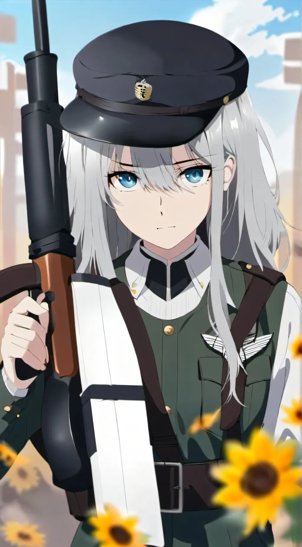 ai character: girl soldier background