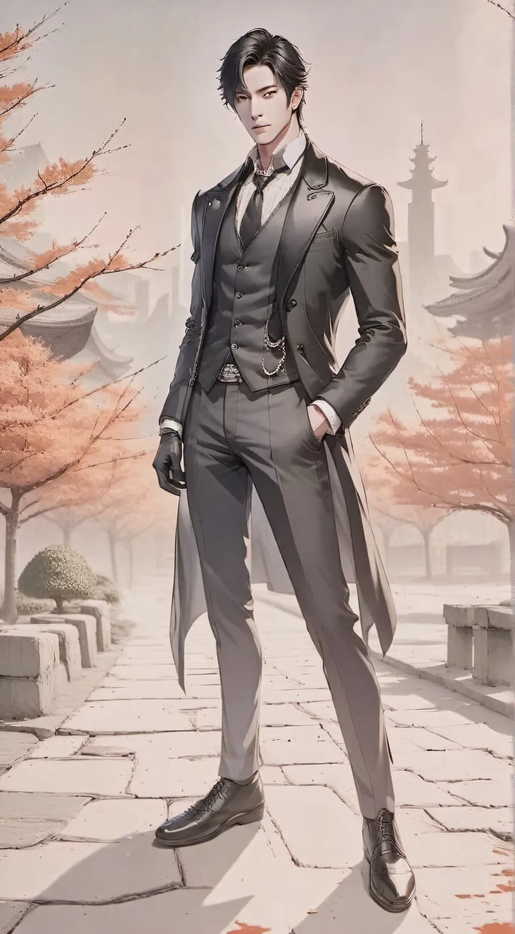 ai character: Frontman🦑🎭🖤 background