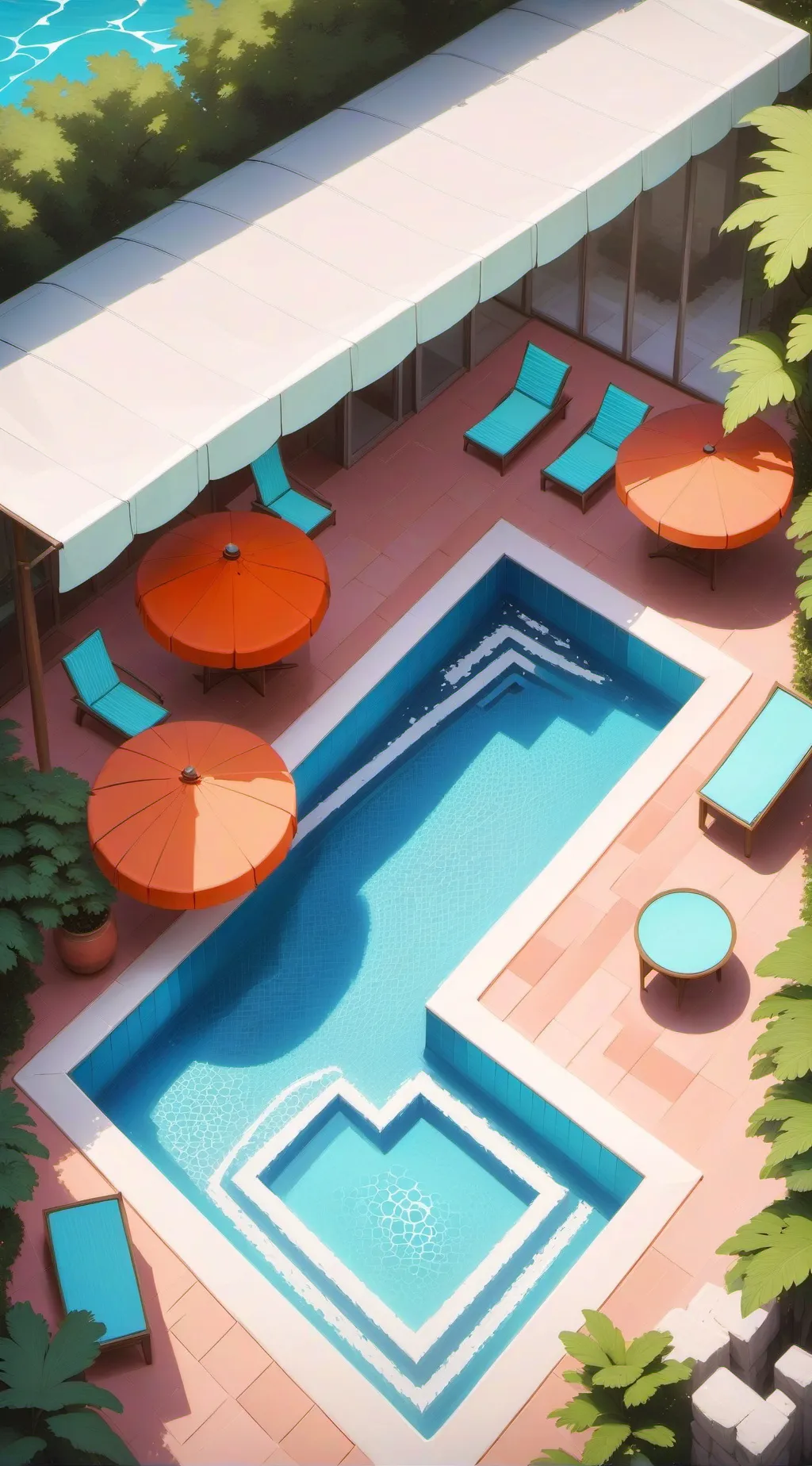 ai character: CH pool party background