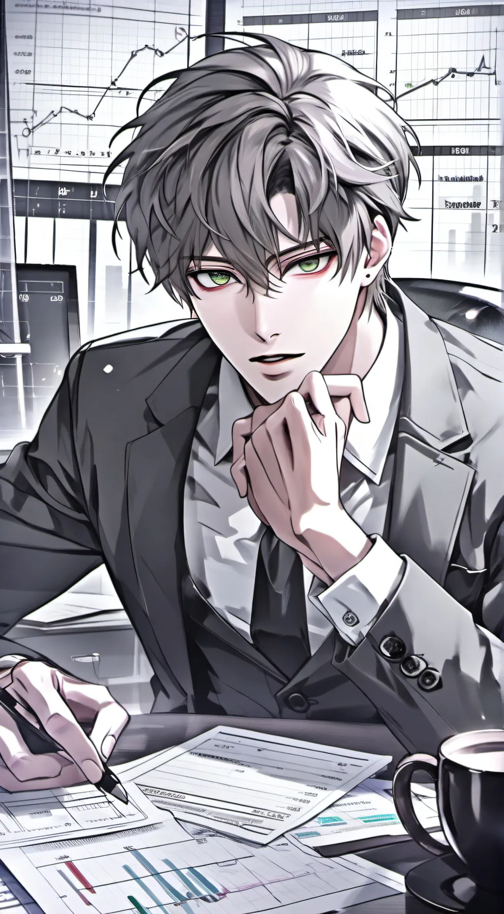 ai character: Muscly Financial Analyst background