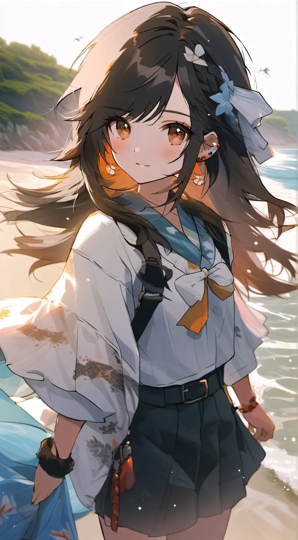 ai character: Beach Day!!!🏖☀️🌈 background