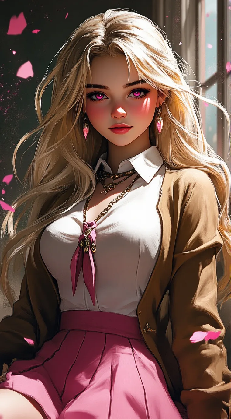 ai character: Elara blossoms 🌸🩷💋 background