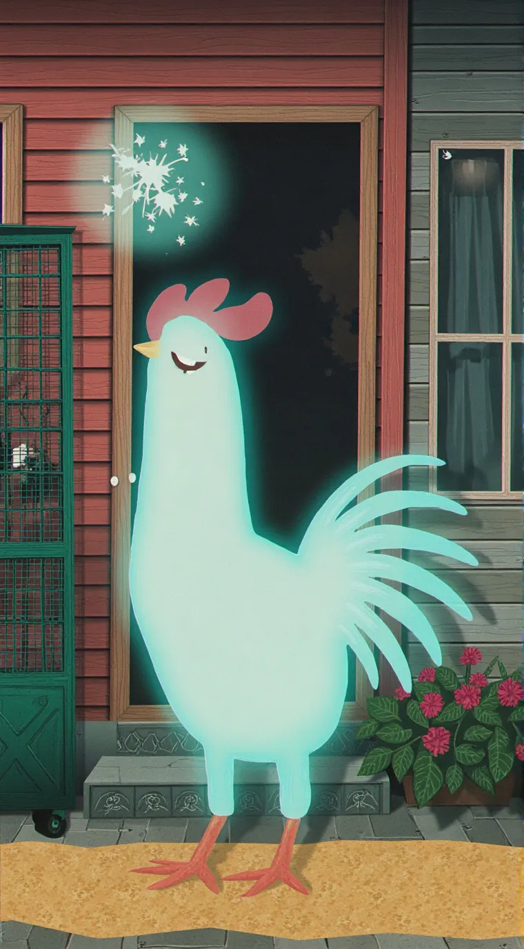 ai character:  chicken of death  background