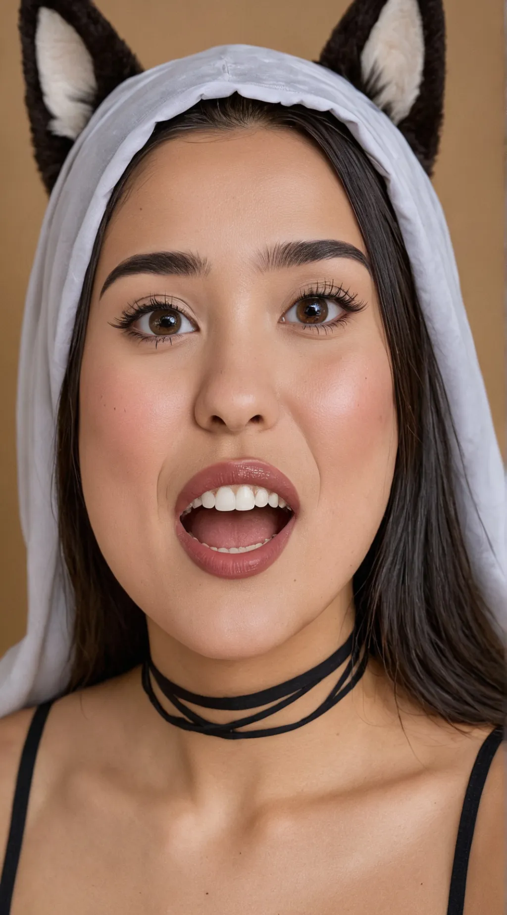 ai character: mulher lobo chamad background