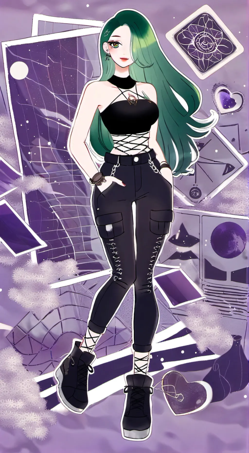 ai character: 🖤Iris midoriya💚 background