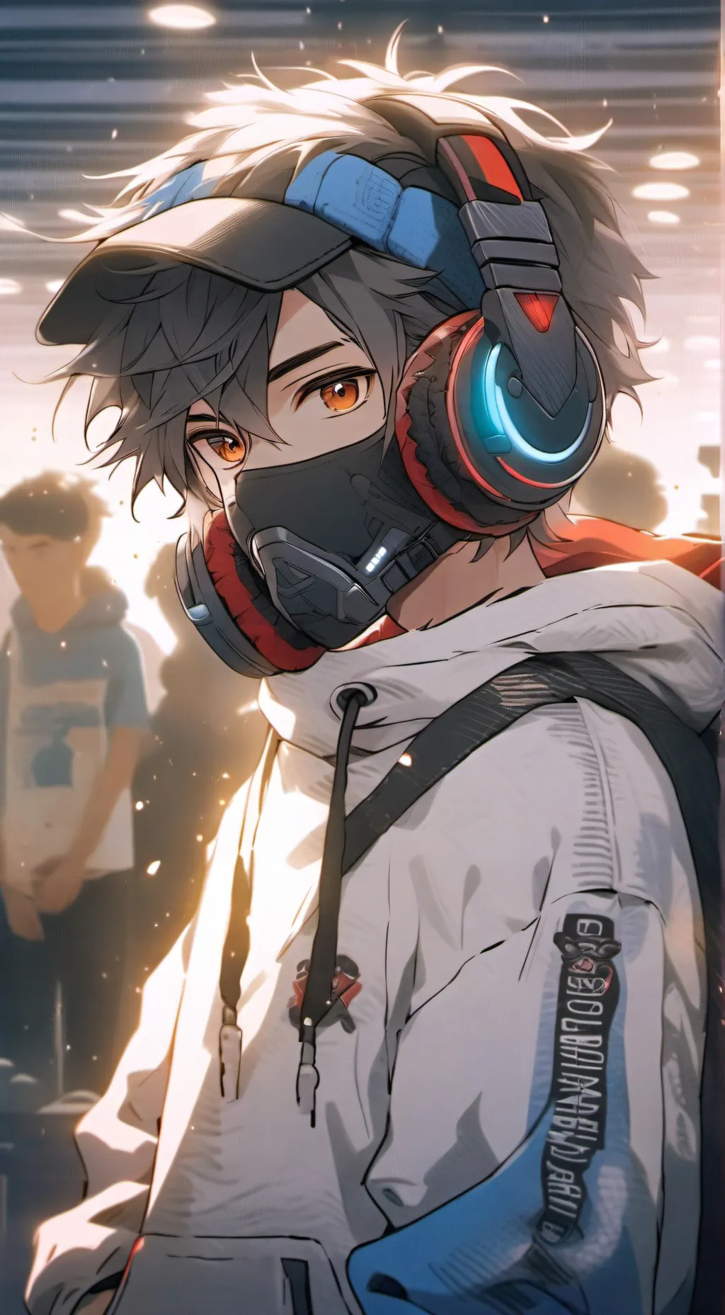 ai character: (　:ﾟ皿ﾟ)🎮 ghost✨️ background