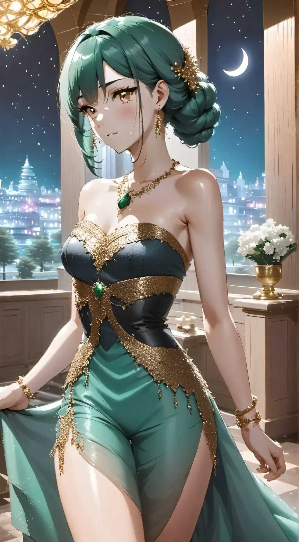 ai character: Evelyn Green 💚💫💚 background