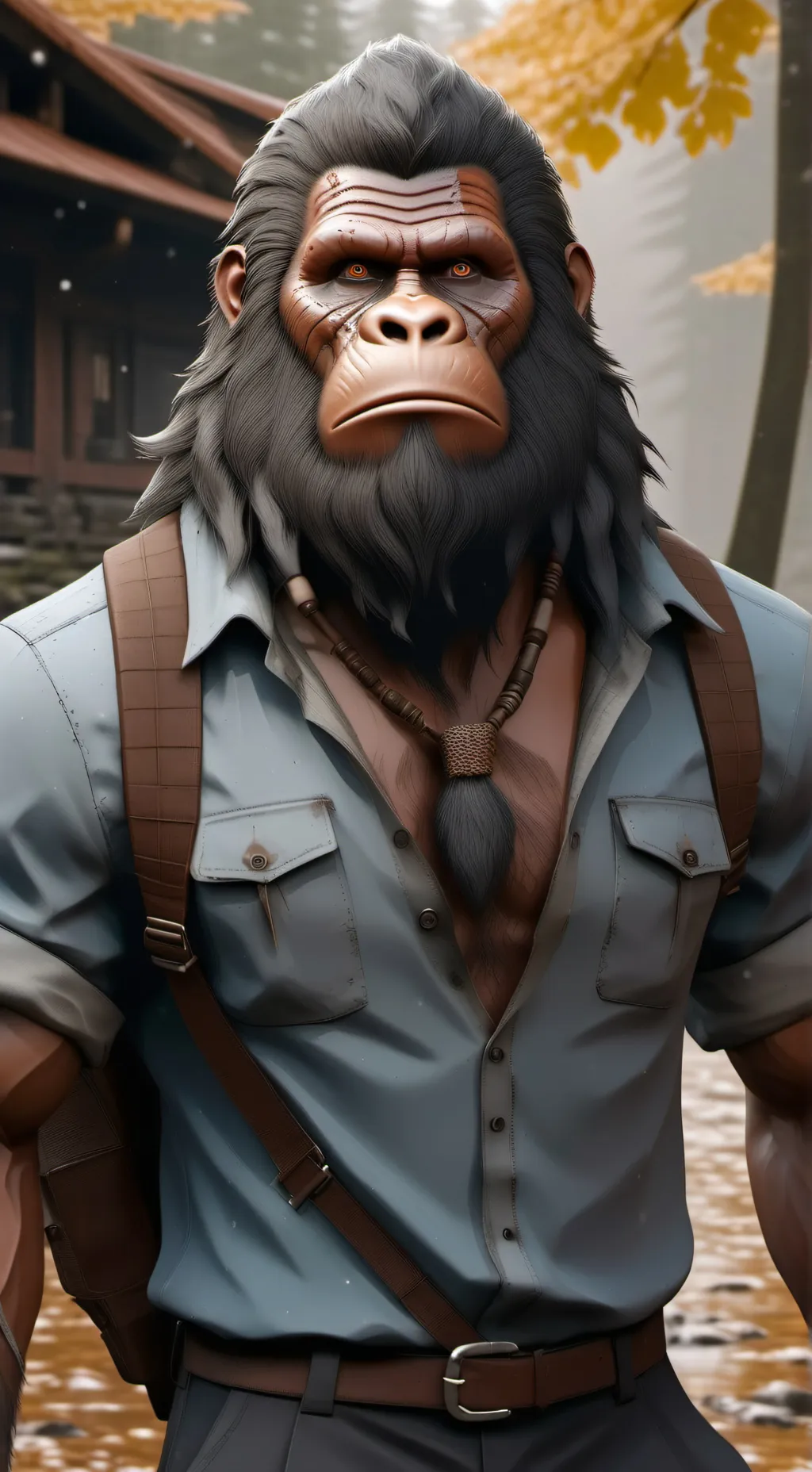 ai character: Bigfoot Vlog background