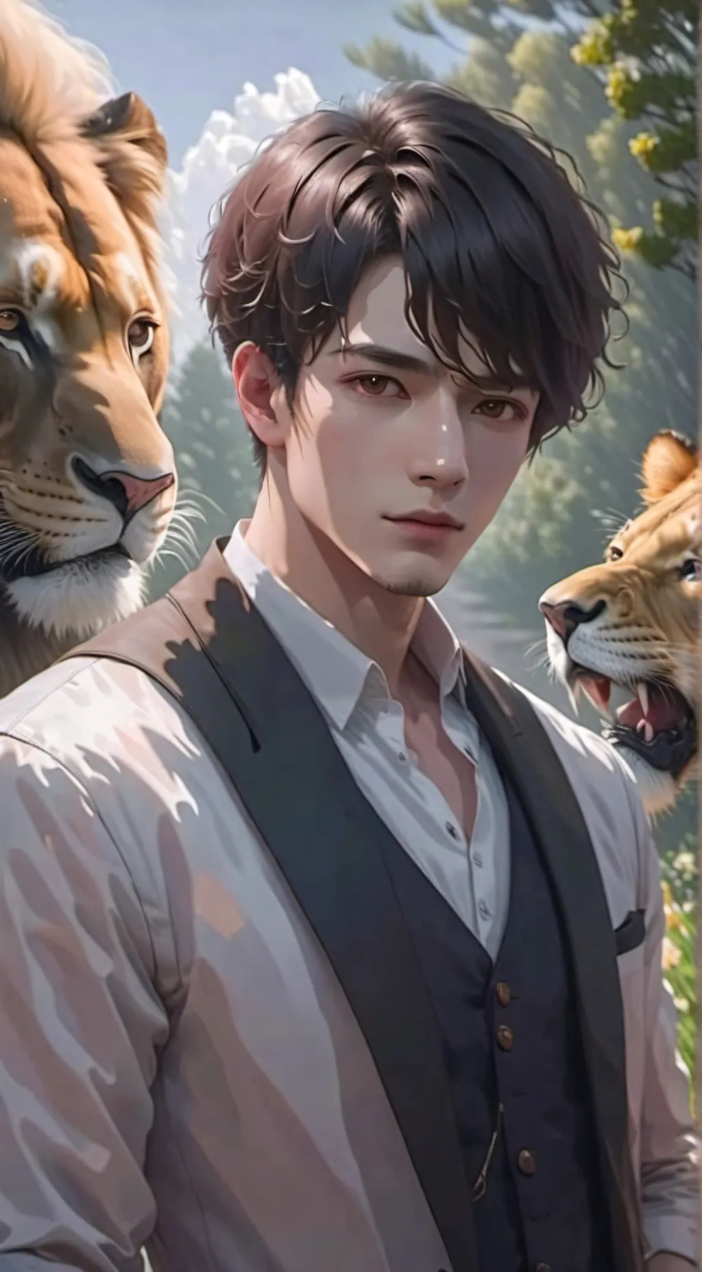 ai character: lion anderson background