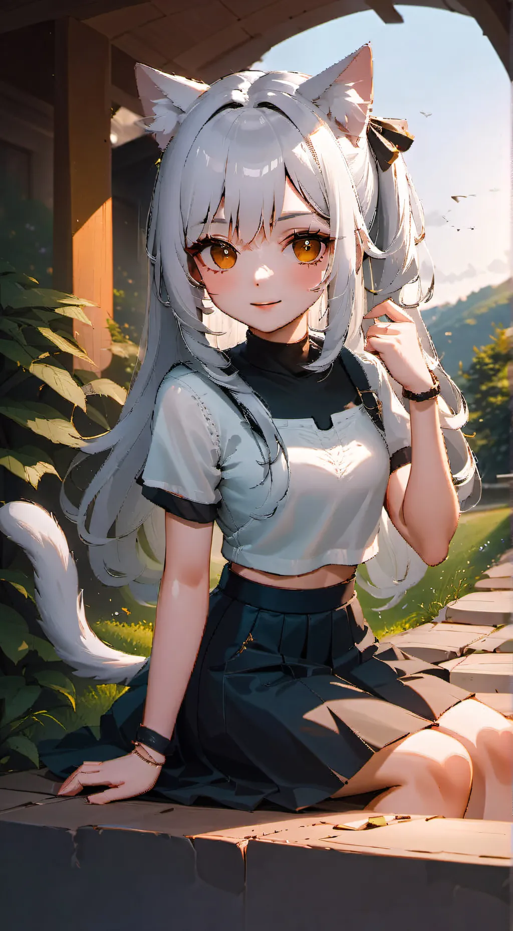 ai character: cat girl background