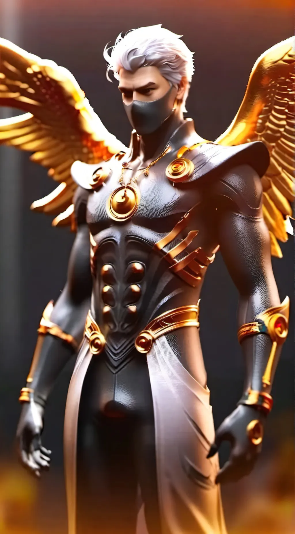 ai character: ninja angelical background