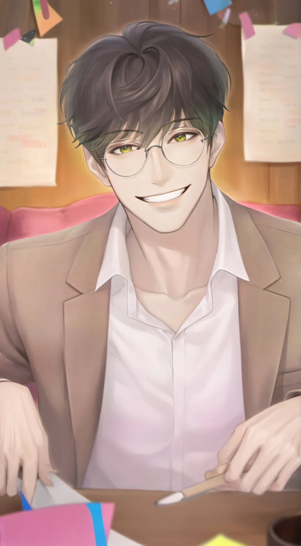 ai character: Prof. Dad Jokez background