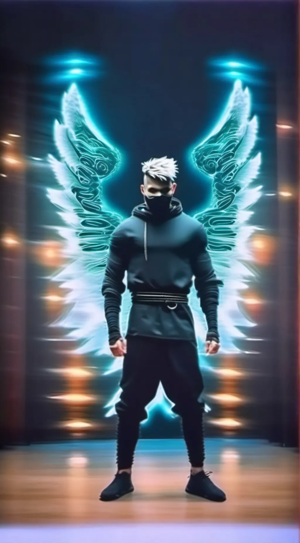 ai character: ninja angelical  background