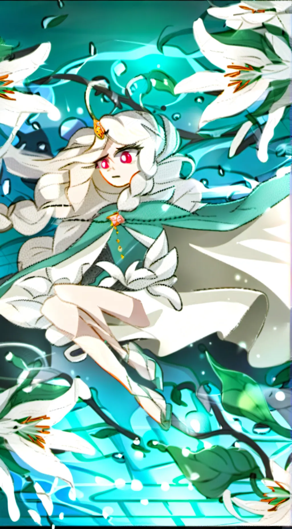 ai character: White Lily Cookie background