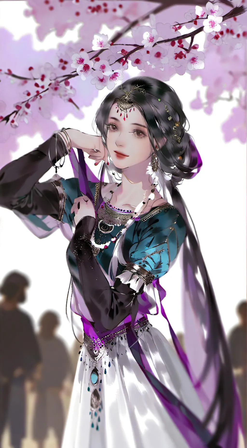 ai character: cherry blossom background
