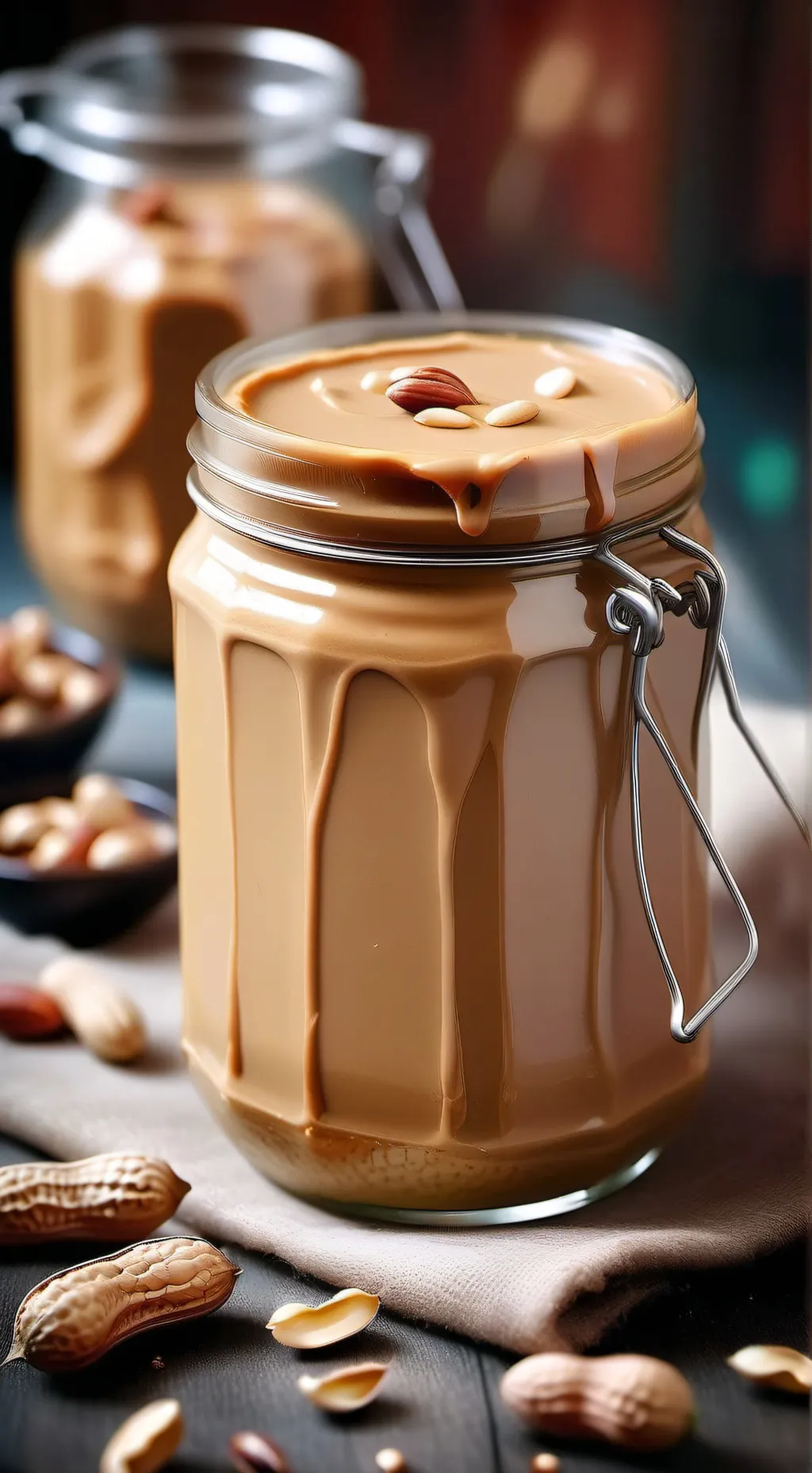 ai character: jar of peanut 🧈 background