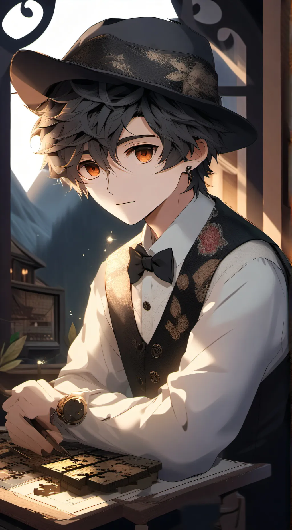 ai character: Mrpuzzles Twilight background