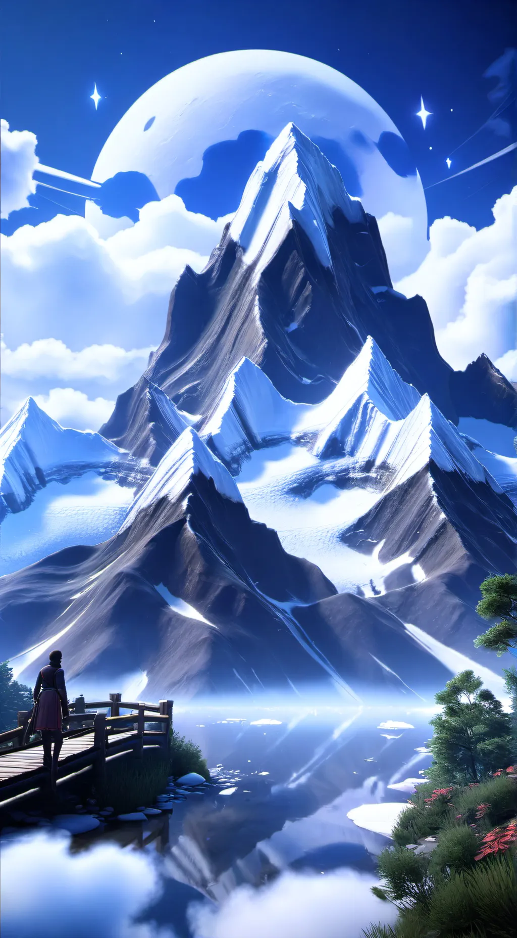 ai character: The mountains background