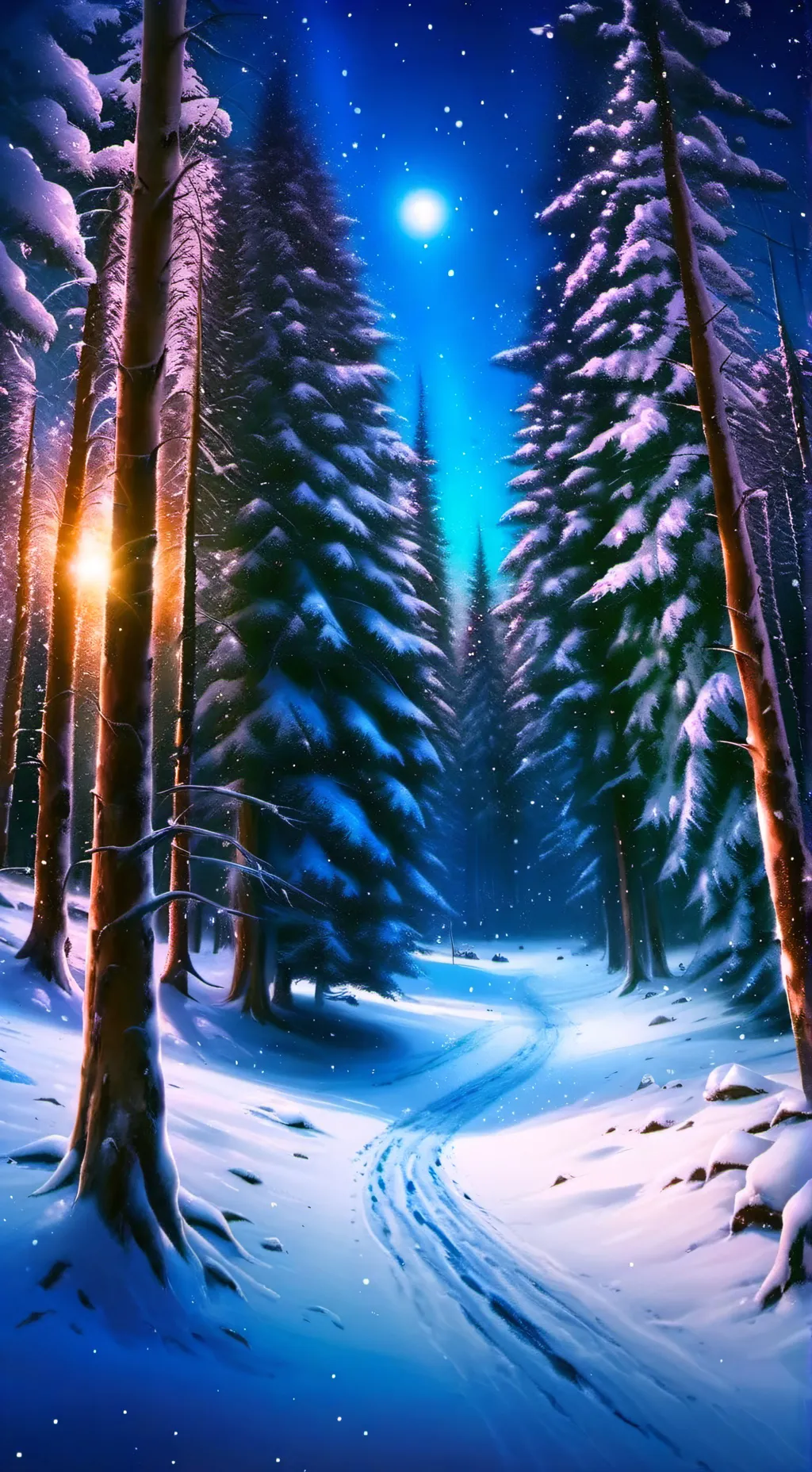 ai character: winter forest background