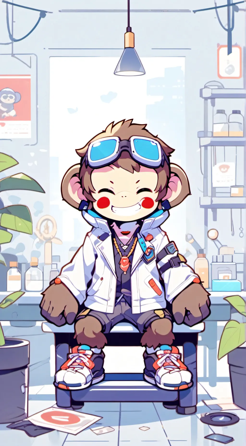 ai character: Creepy baboon 👻s  background