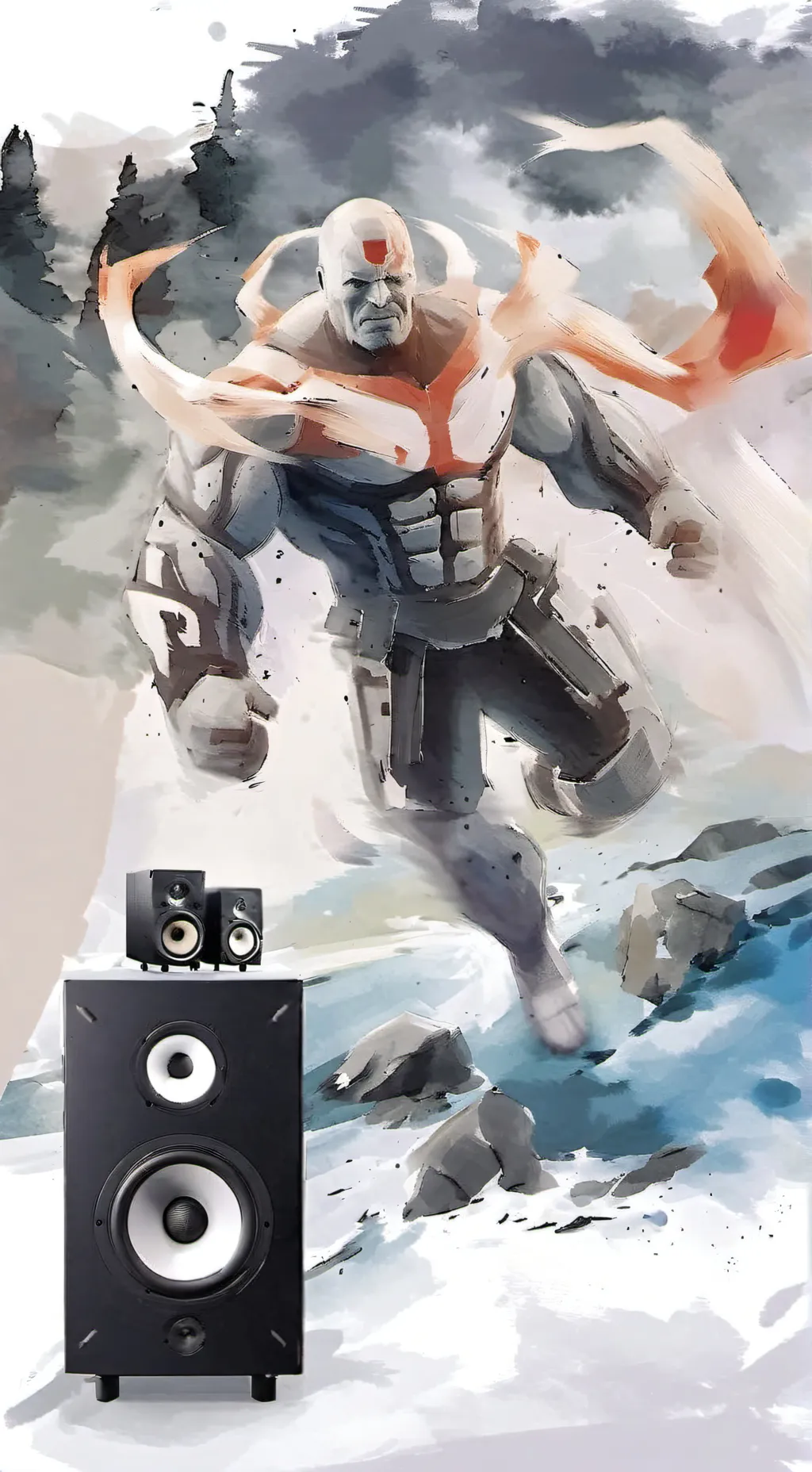 ai character: Titan speaker man  background