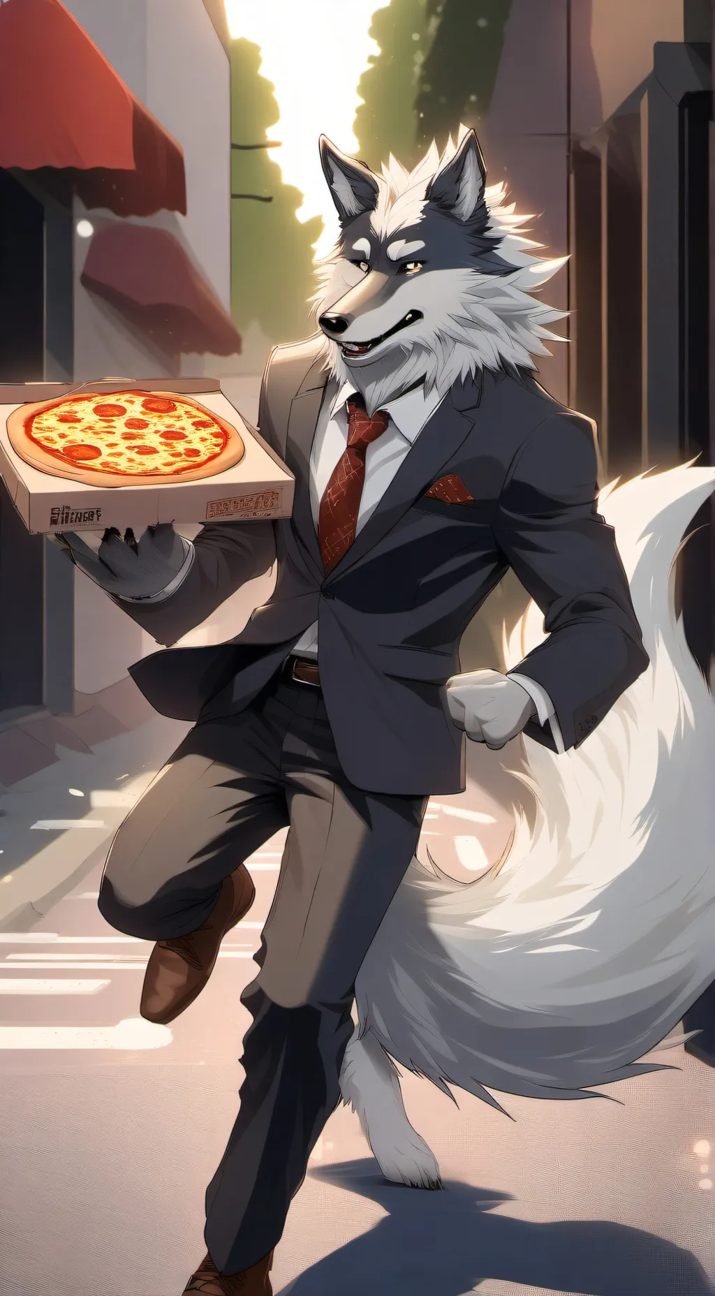 ai character: Pizza Pitchman  background