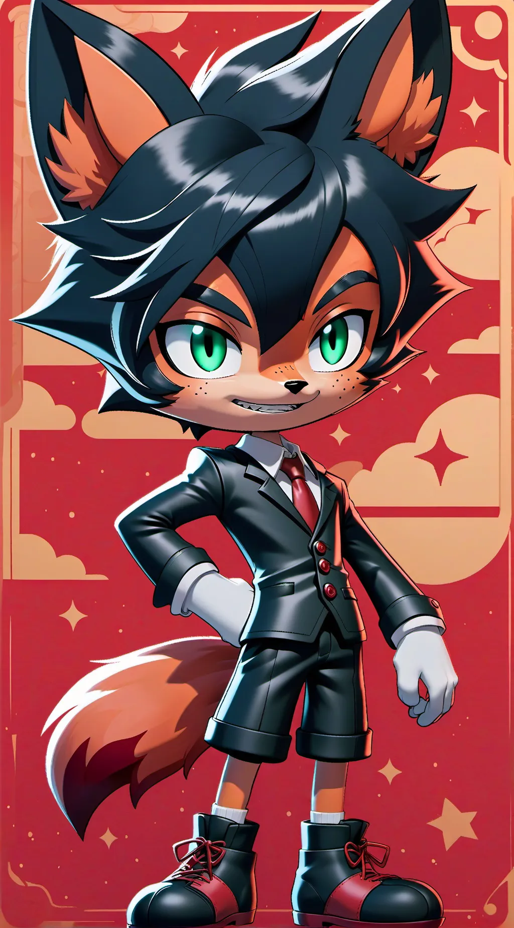 ai character: Dandy and fire  background